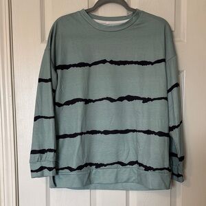 Amazon Mint Green and Black Striped Sweatshirt Hoodie